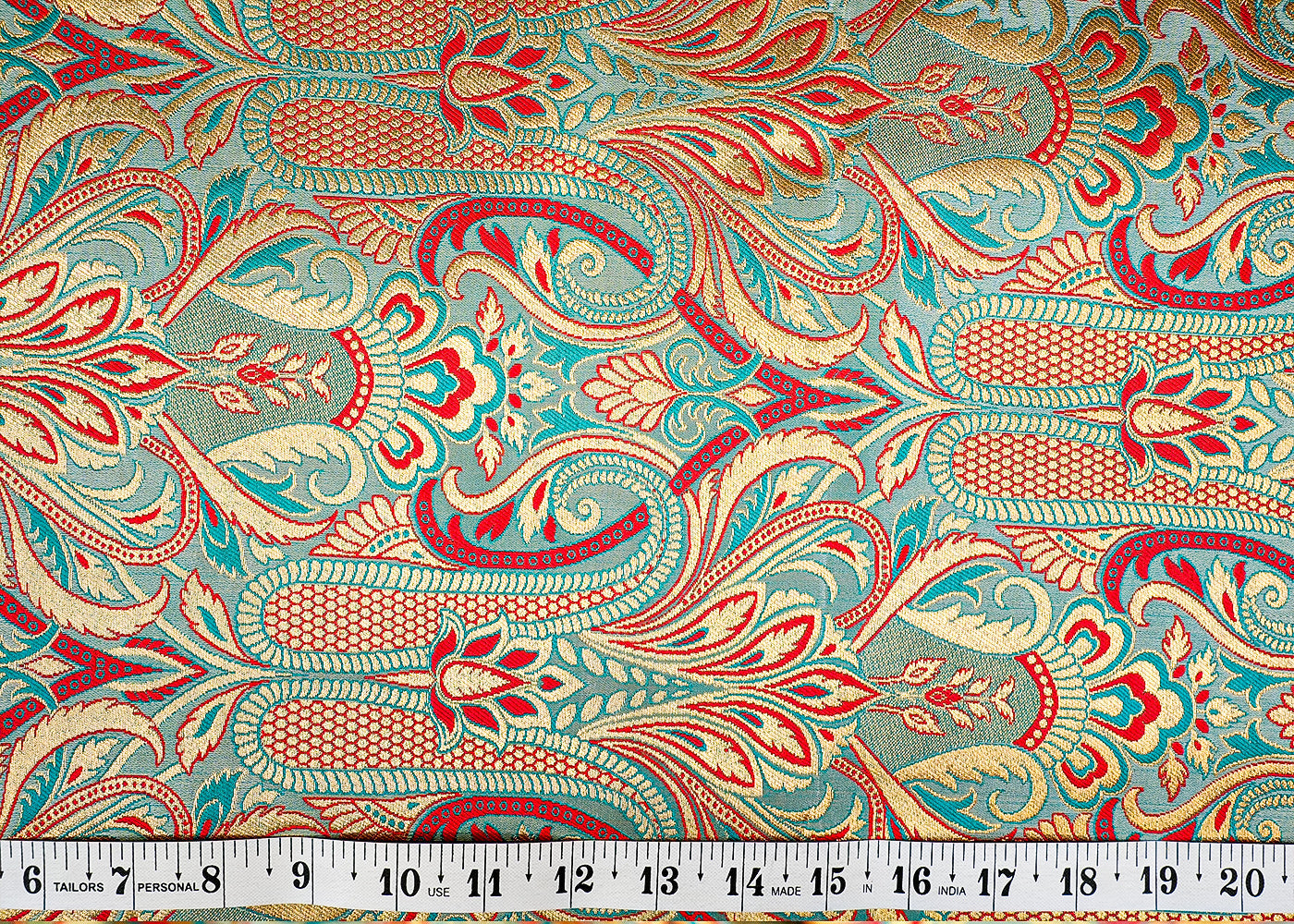 Mint Green Banarasi Brocade with Allover Golden Thread Handloom 12694