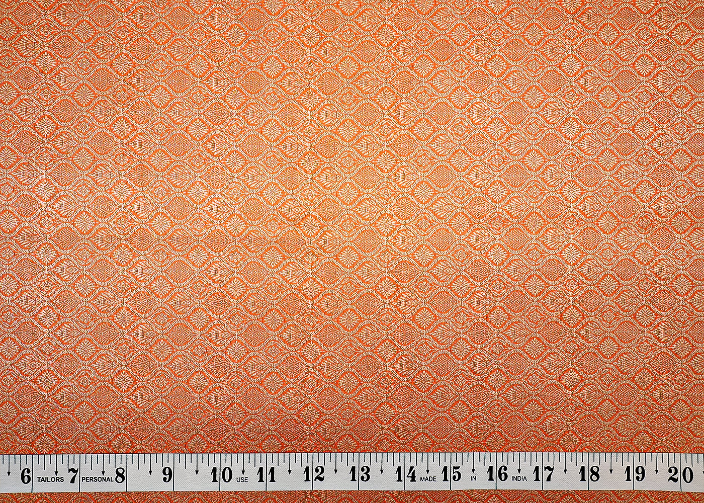 Orange Banarasi Brocade with Allover Golden Thread Handloom 12707