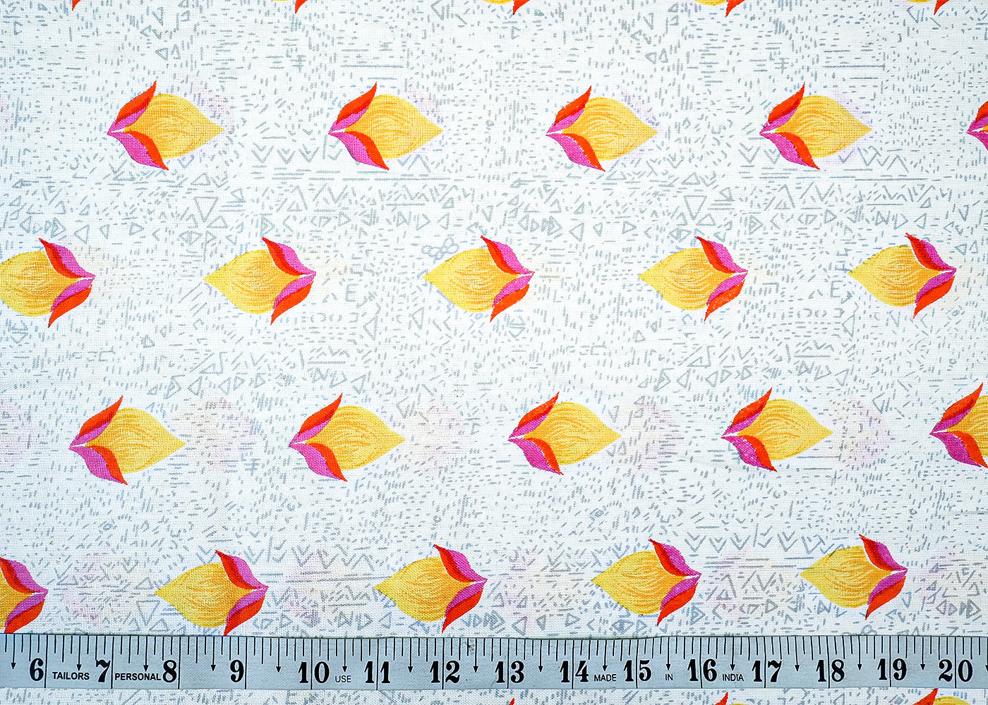 Yellow Cotton Flex Fabric with Allover Base Print and Small Flowers 12734