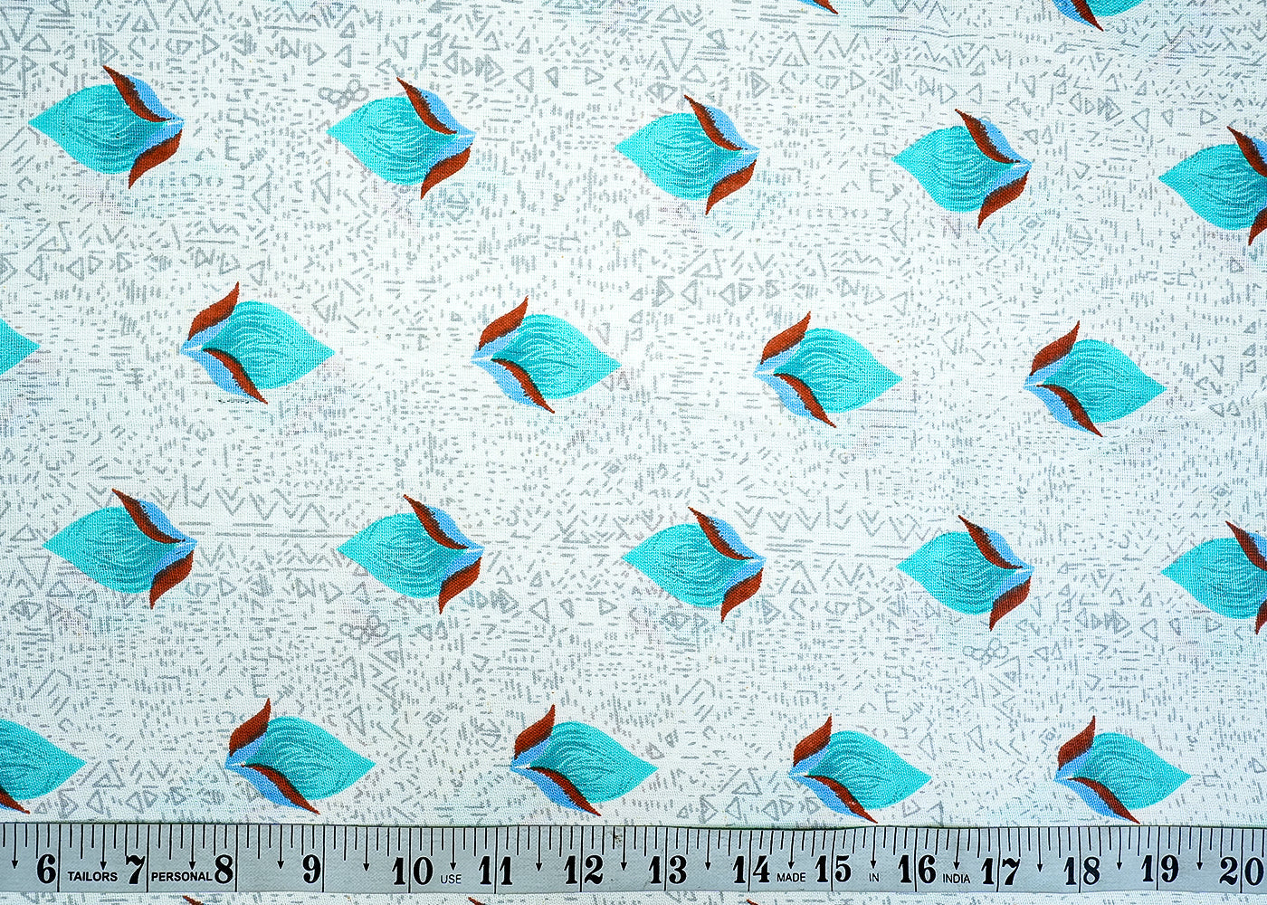 Sea Blue Cotton Flex Fabric with Allover Base Print and Small Flowers 12744