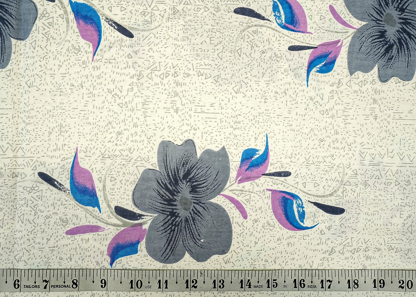 Grey Cotton Flex Fabric with Allover Base Print and Big Flowers 12745