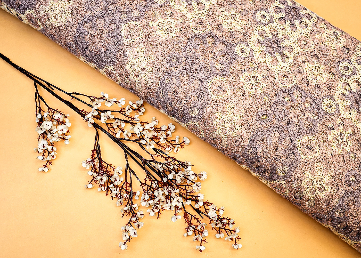 Onion Crochet Fabric with Floral Pattern of Multicolor Thread 12755