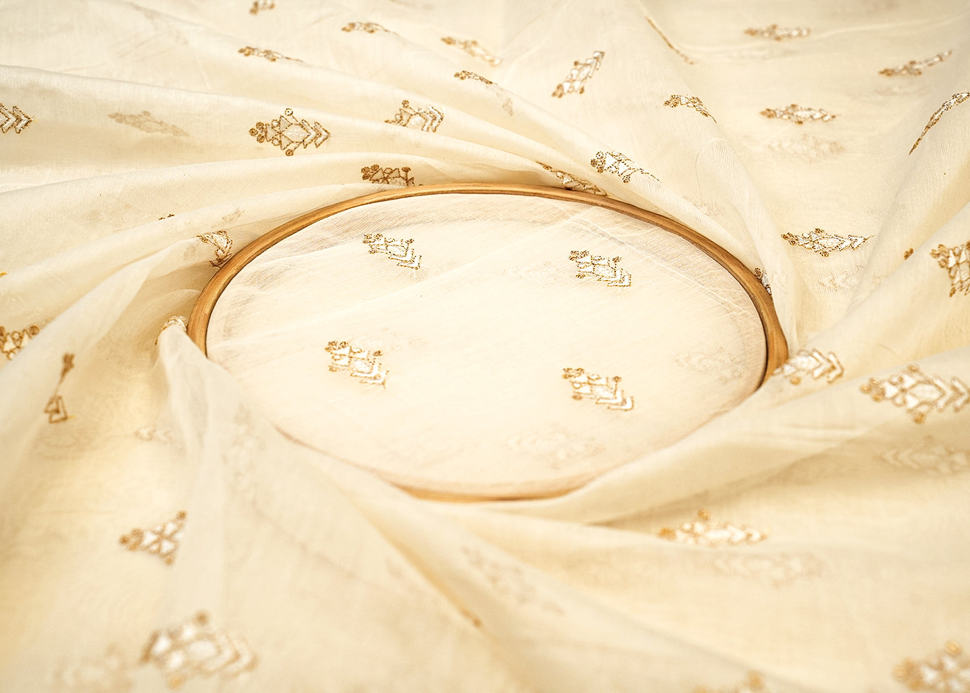 Dyeable Pure Chanderi with Allover Buti of Thread and Sequins 12764