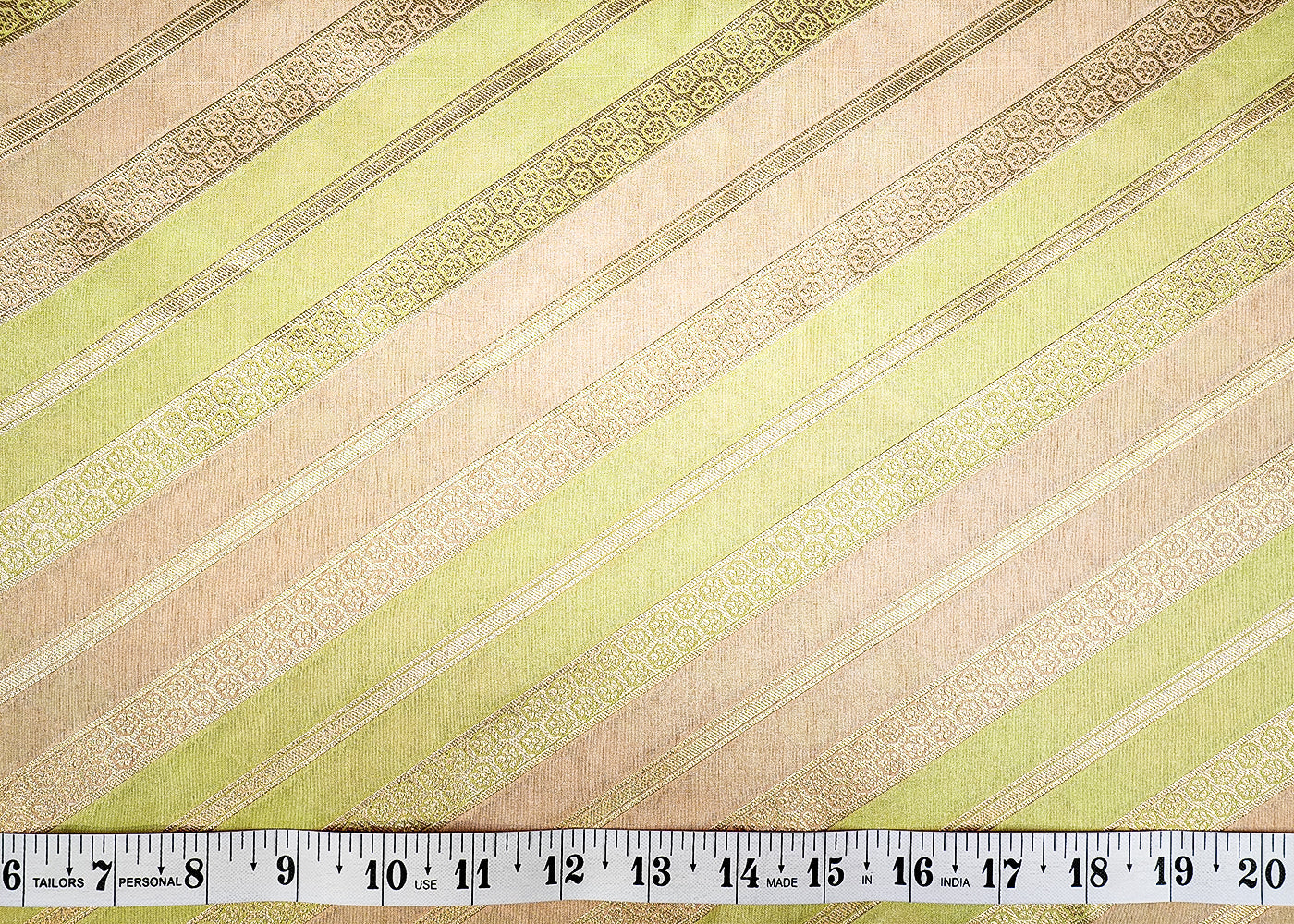 Sea Green Banarasi brocade with Allover Strips with Golden Thread Handloom 12774