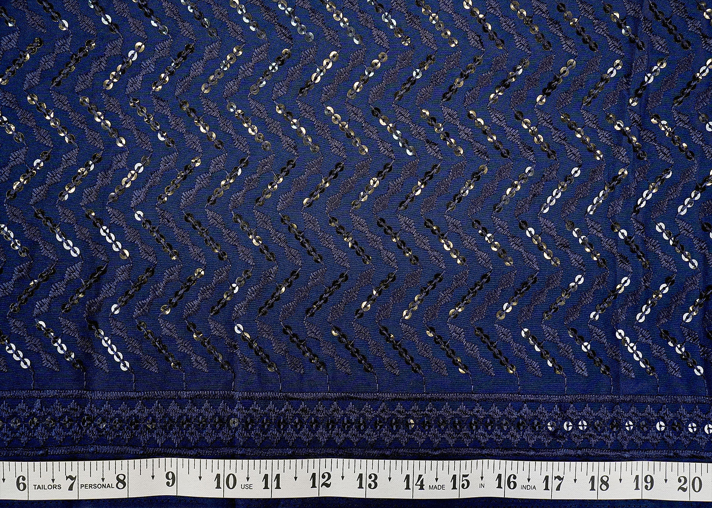 Navy Blue Embroidered Cotton Rayon with Allover Sequins work 12783