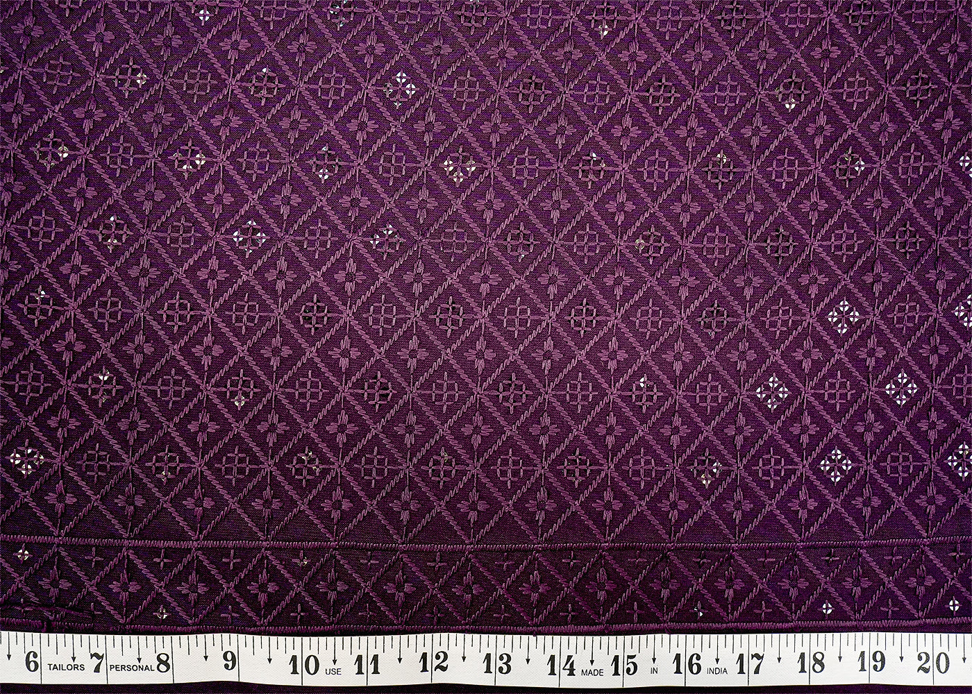 Deep Purple Embroidered Cotton Rayon with Allover Thread & Sequins work 12786