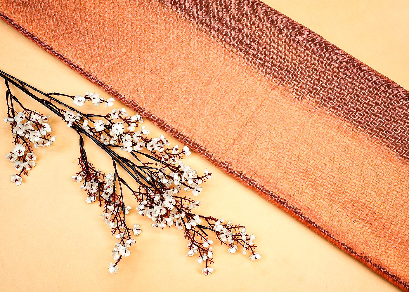 Copper Banarasi Brocade with Allover Copper Thread Handloom 12796