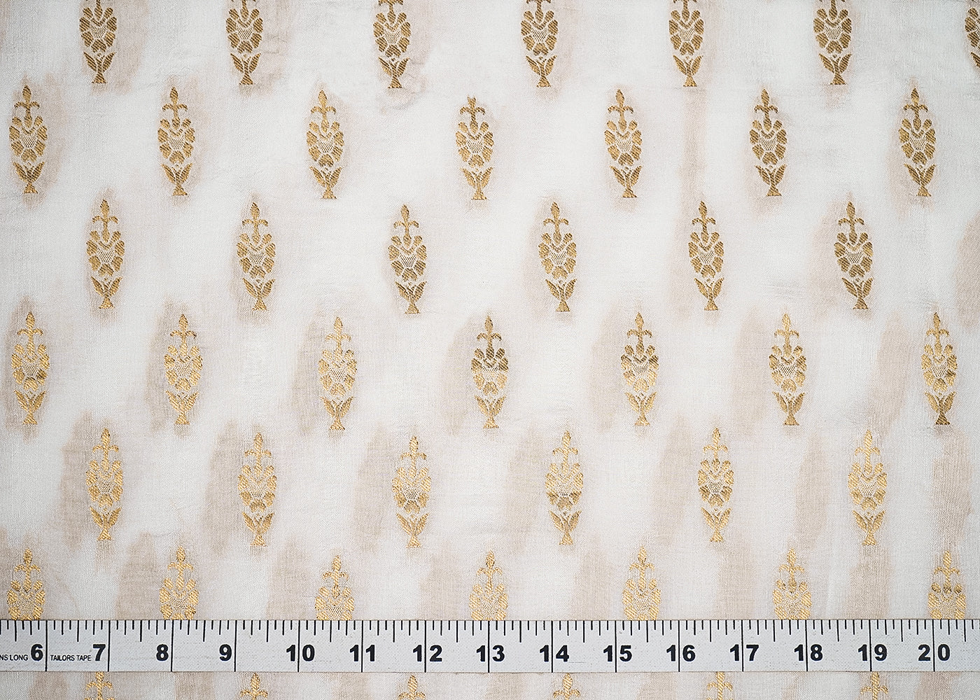 White Upada Silk Fabric with Allover Thread Work 12833