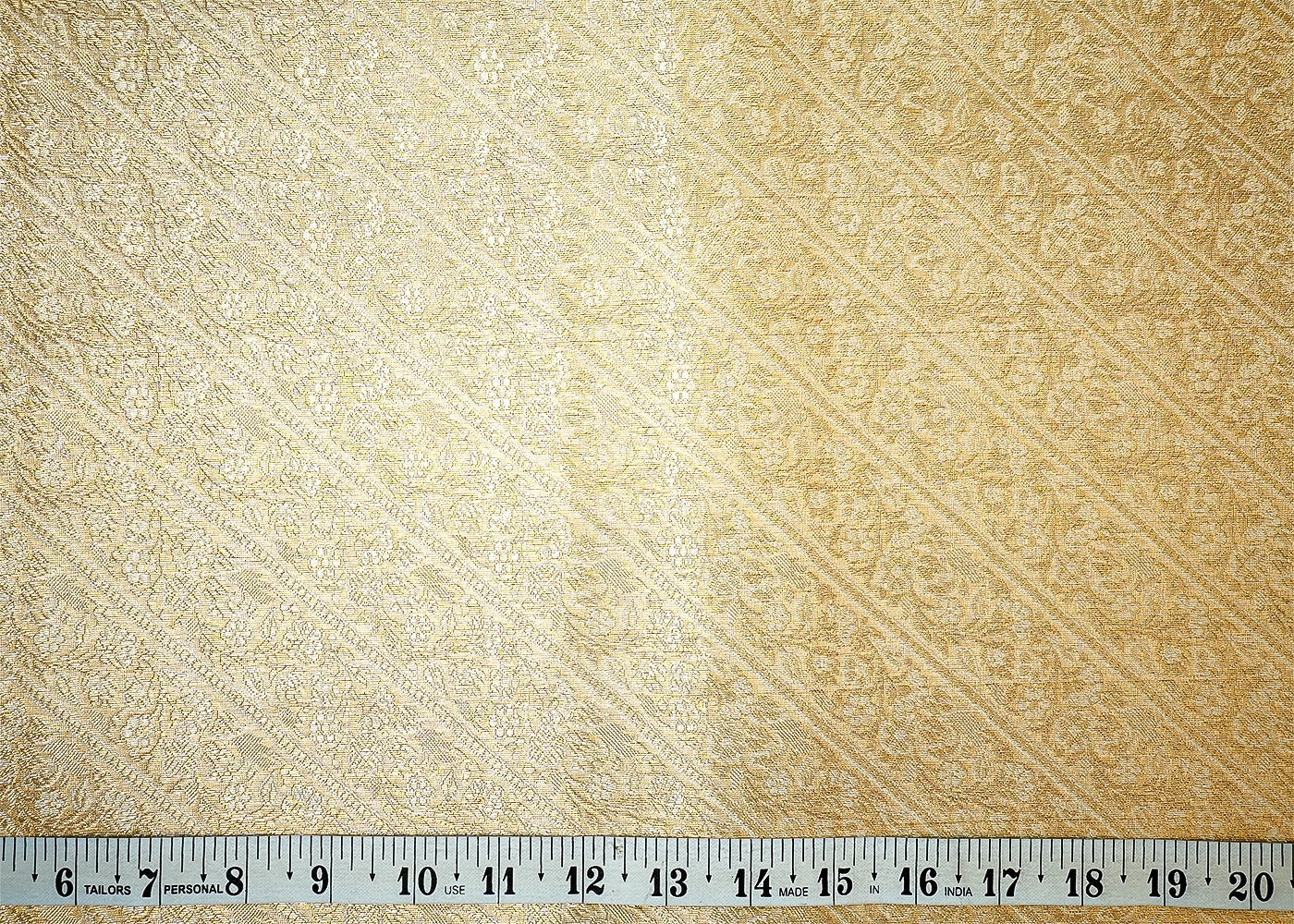Golden Banarasi Brocade Fabric with Golden Allover Thread Work 12859