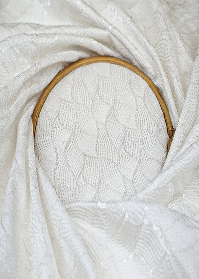 The Noor - White Upada Silk Fabric with Eternal Thread and Sequins Work | 12882