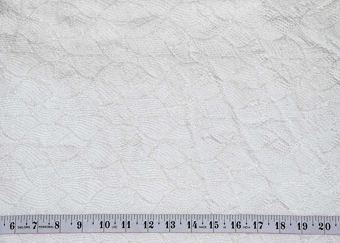 The Noor - White Upada Silk Fabric with Eternal Thread and Sequins Work | 12882