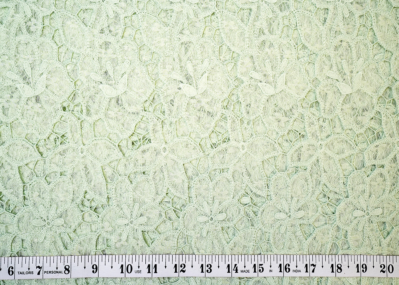 Green Sandlin Lace Fabric with Allover Floral Pattern 12922