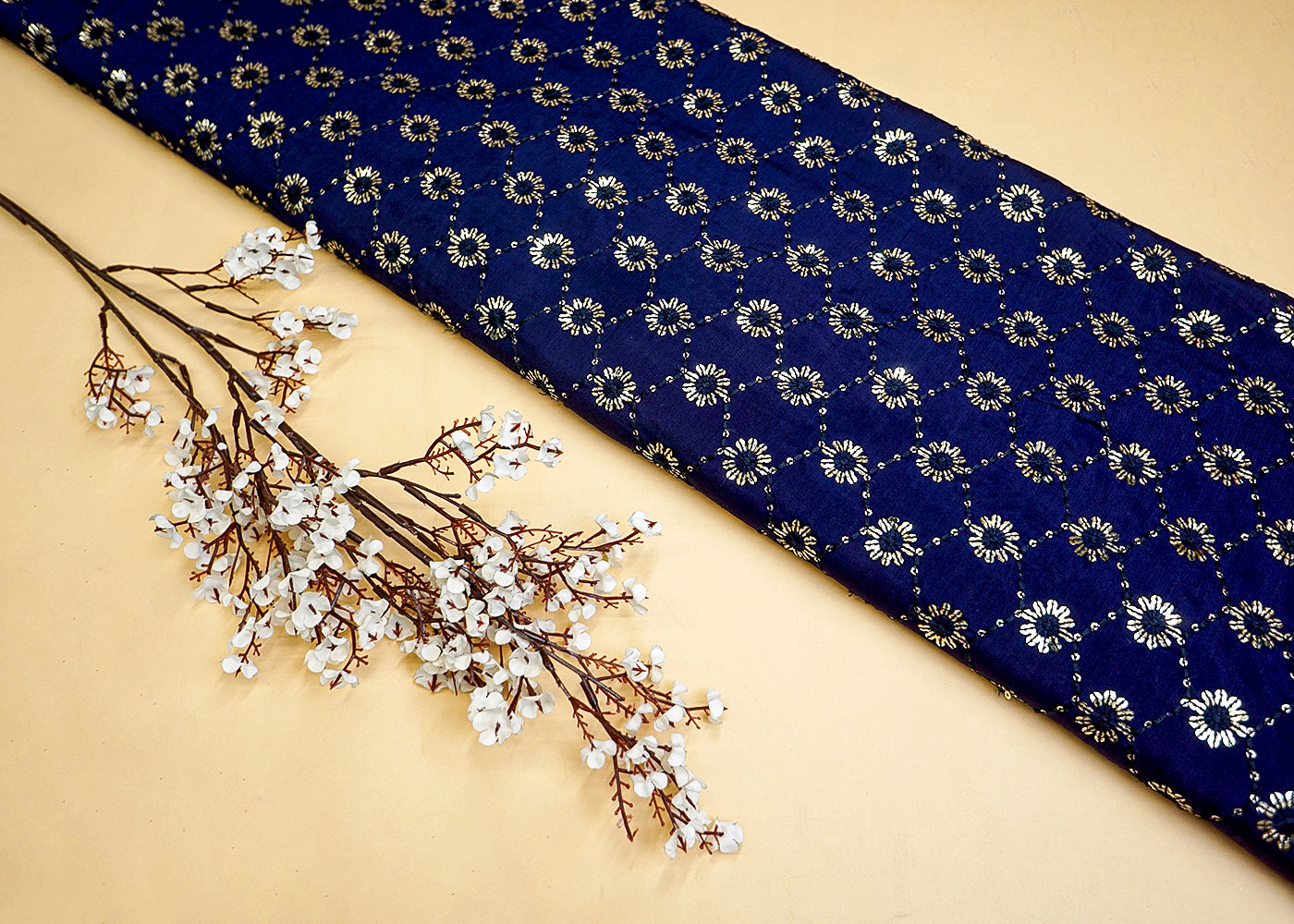 Georgette Fabric with Allover Thread & Sequin Work