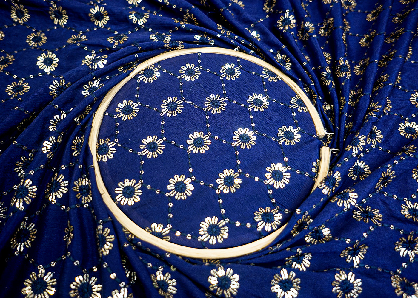 Georgette Fabric with Allover Thread & Sequin Work