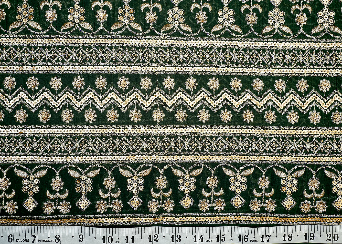 Pleated Georgette Fabric with Allover Thread & Sequin Work