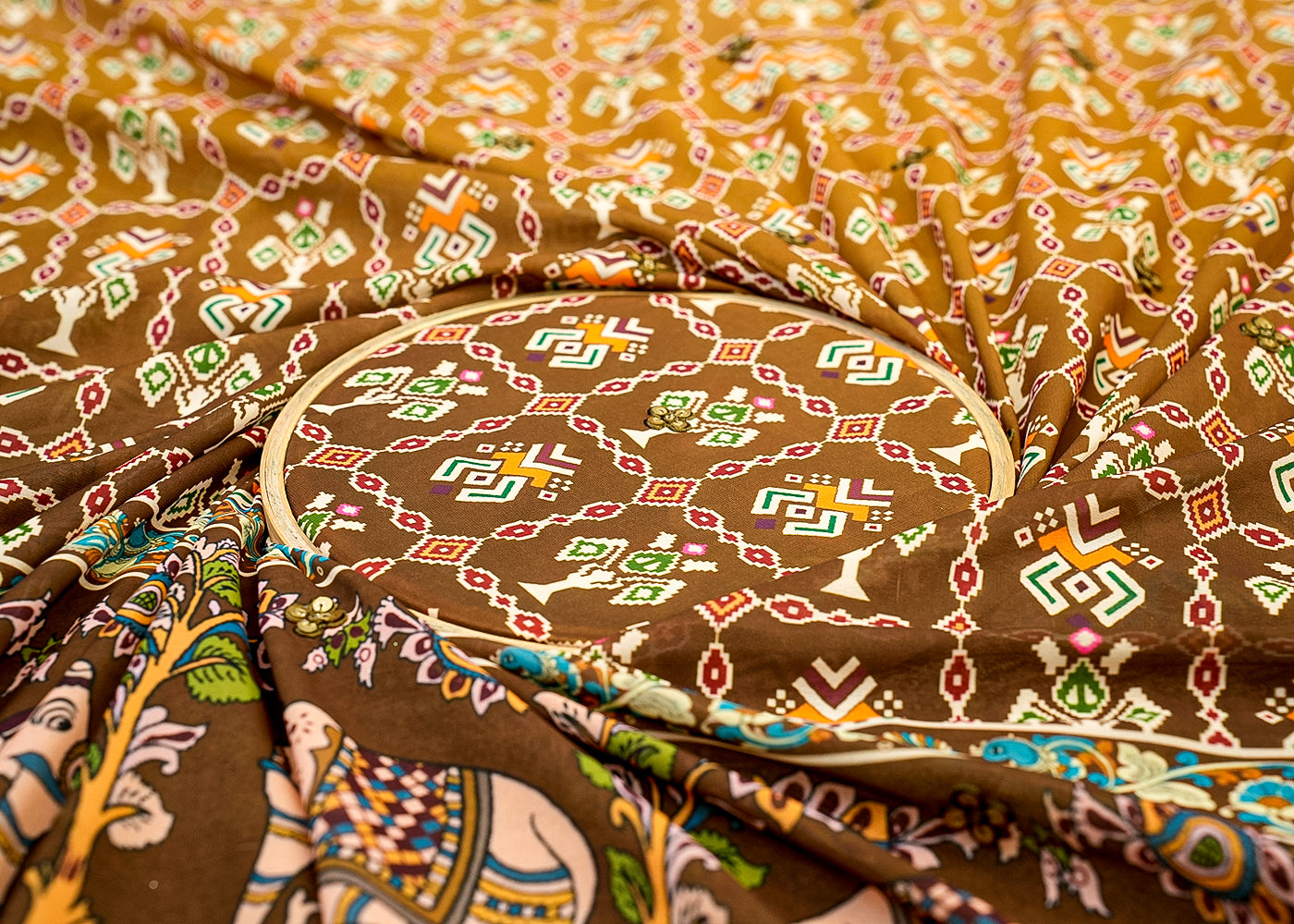 Ombre Georgette Print Fabric with Allover Thread & Sequin Work
