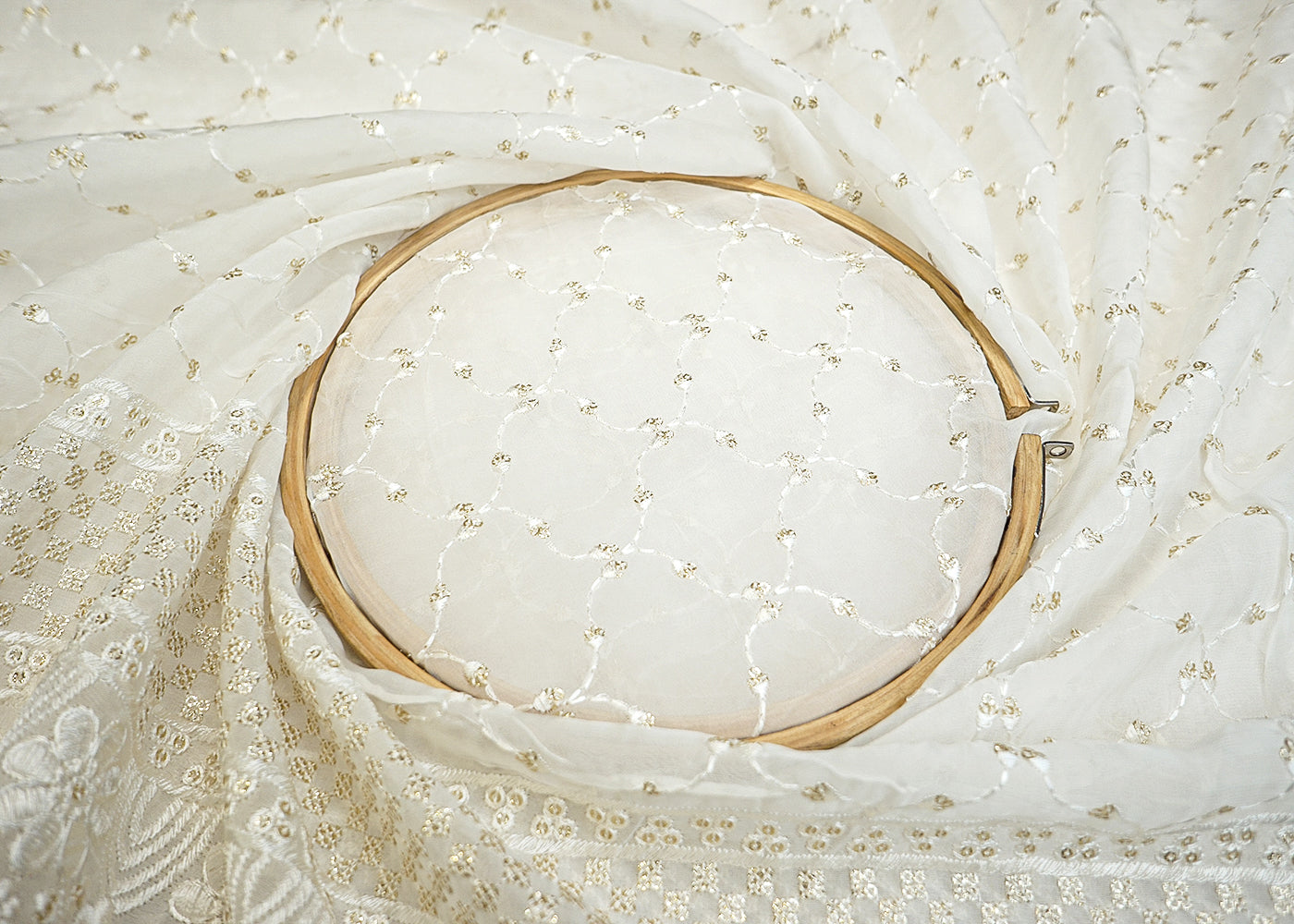 Georgette Fabric with Allover Thread and Sequins Work