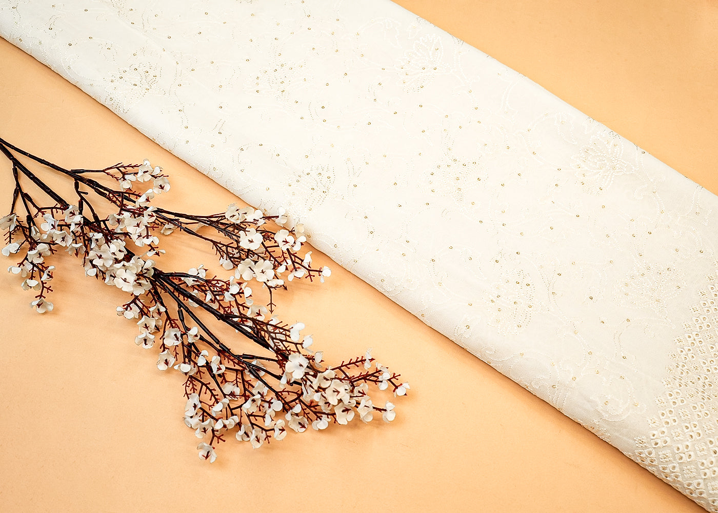 Georgette Fabric with Allover Thread & Sequin Work and Cutwork Detailing