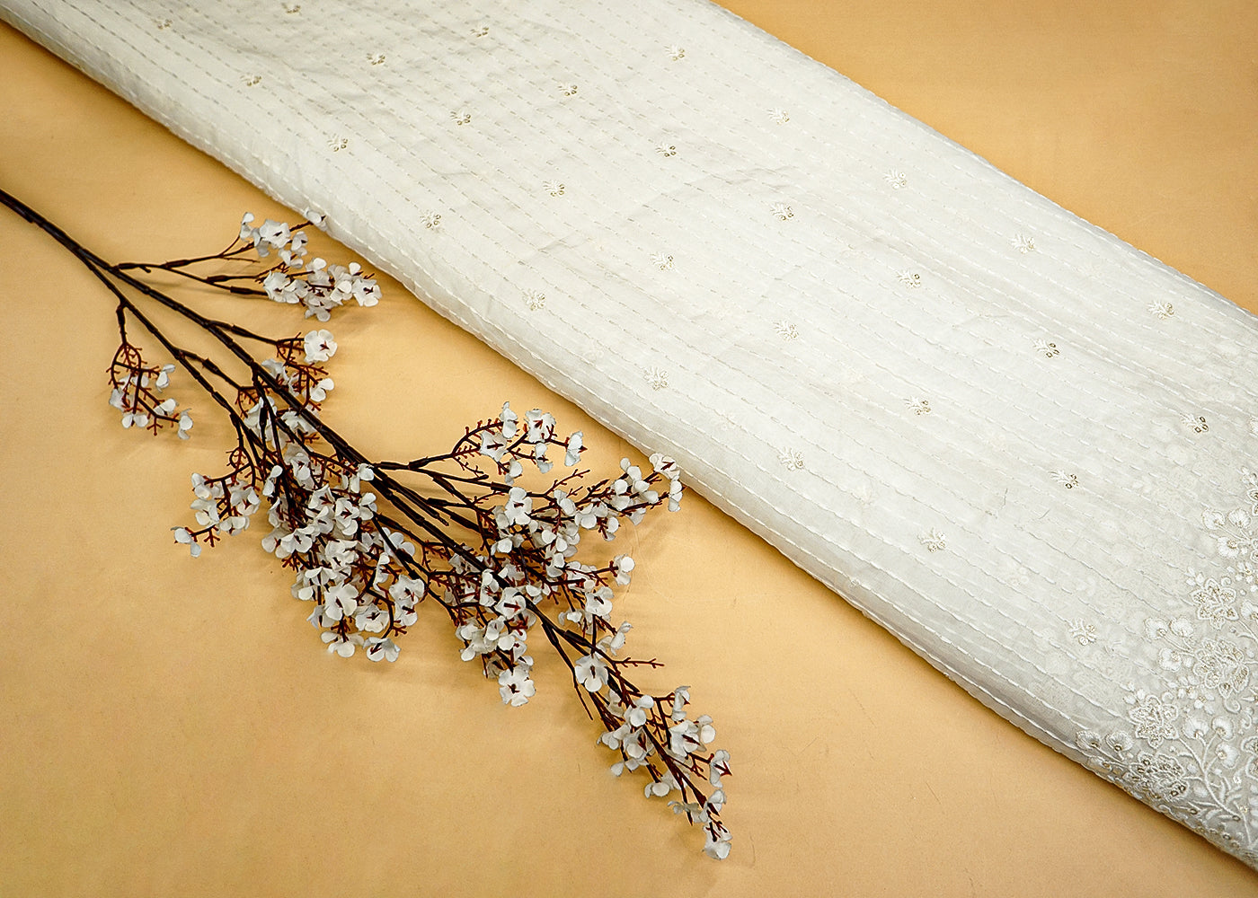 Georgette Fabric with Allover Thread and Sequins Work