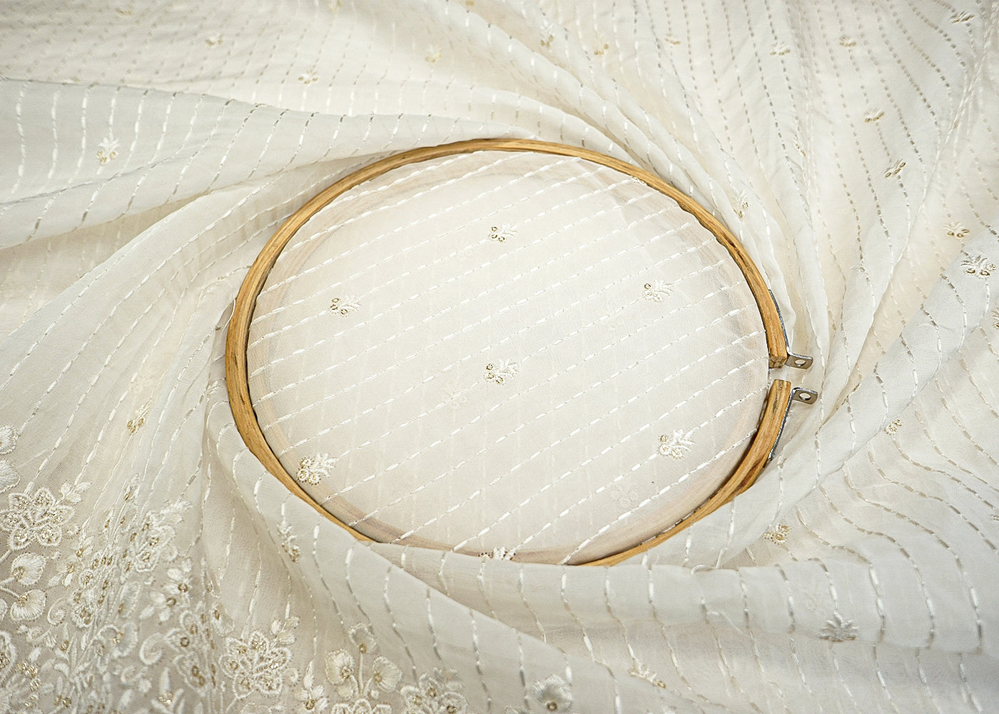 Georgette Fabric with Allover Thread and Sequins Work