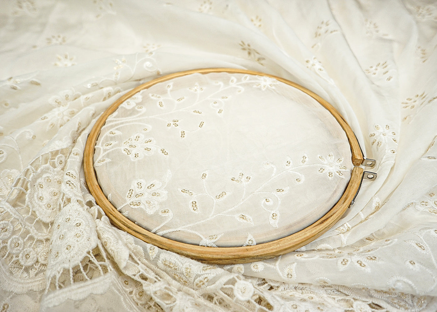 Georgette Fabric with Thread & Sequin Work and Scalloped Border