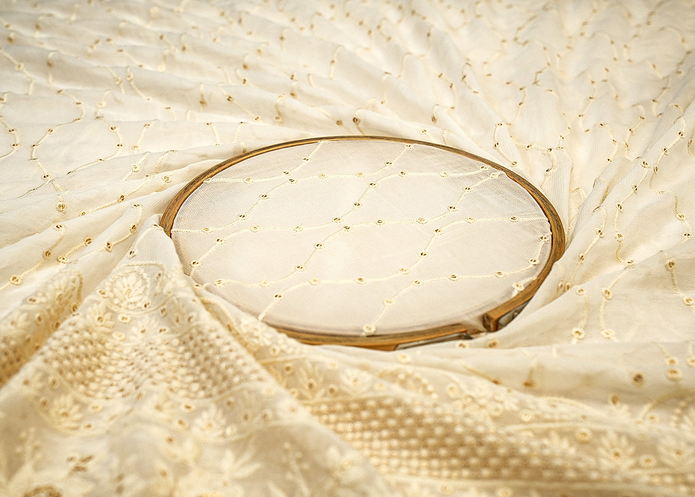 Georgette Fabric with Allover Thread and Sequins Work