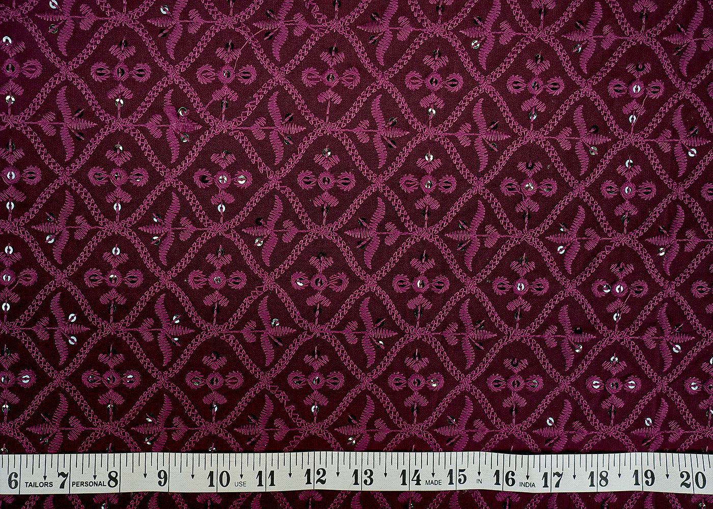 Mauve Georgette Fabric with Allover Thread and Sequins Work 13088