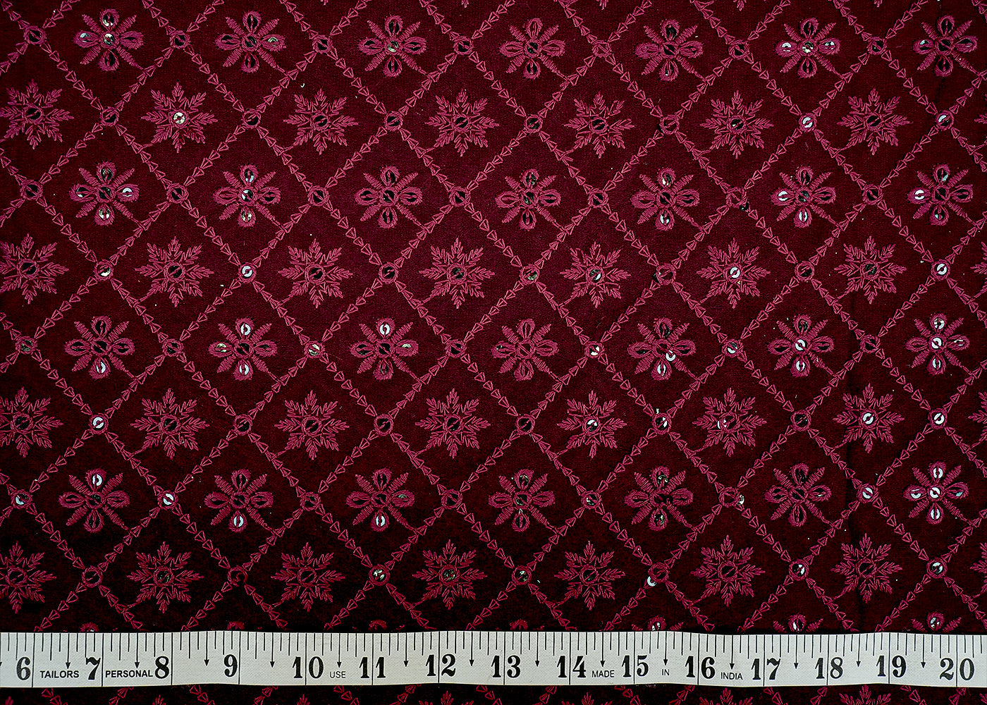 Brown Georgette Fabric with Allover Thread and Sequins Work 13104