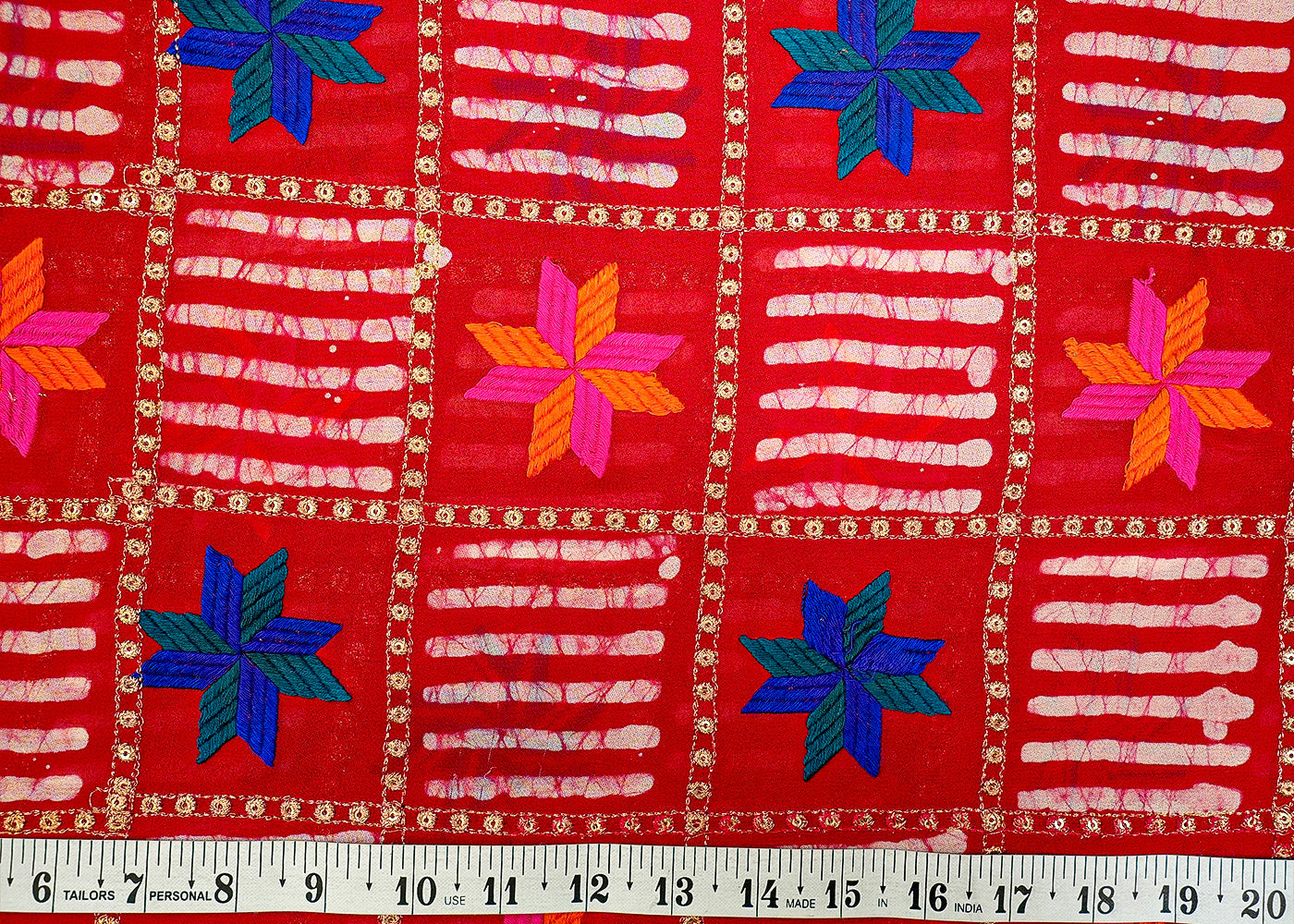 Maroon Georgette Fabric with Allover Print with Thread and Sequins Embellishment 13152