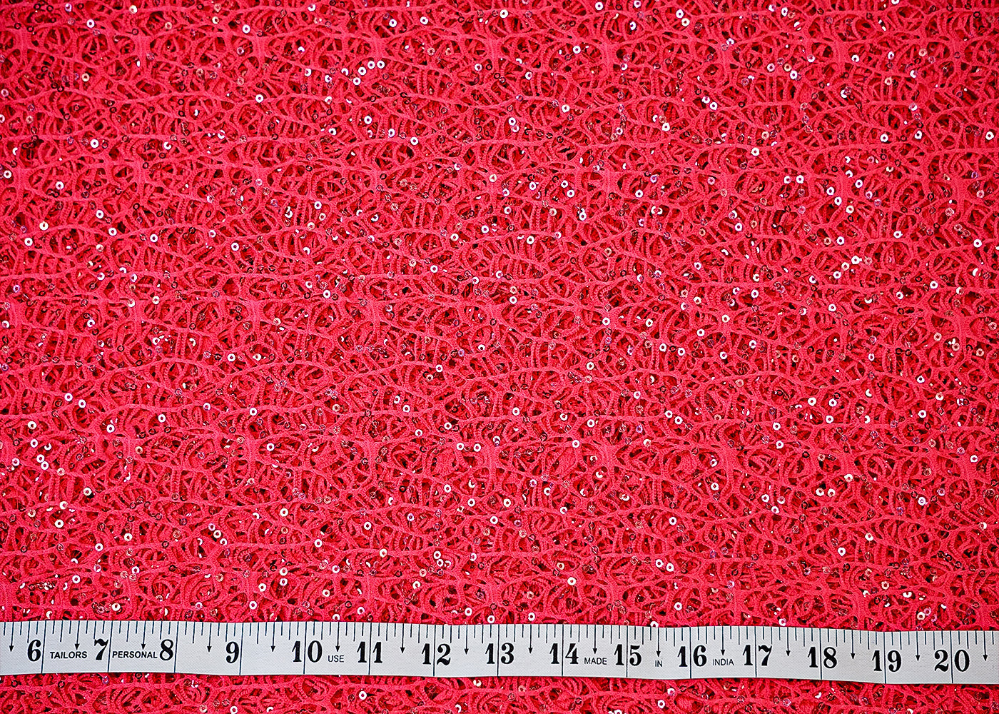 Pink Allover Crochet Work with Sequins 13194