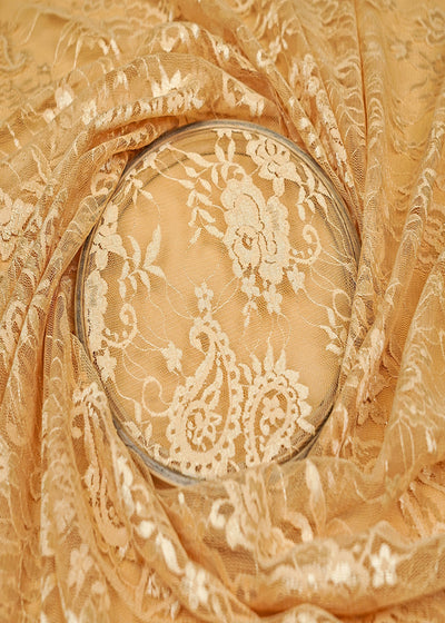 Sand Sandlin Lace Fabric with Allover Traditional Pattern 13200