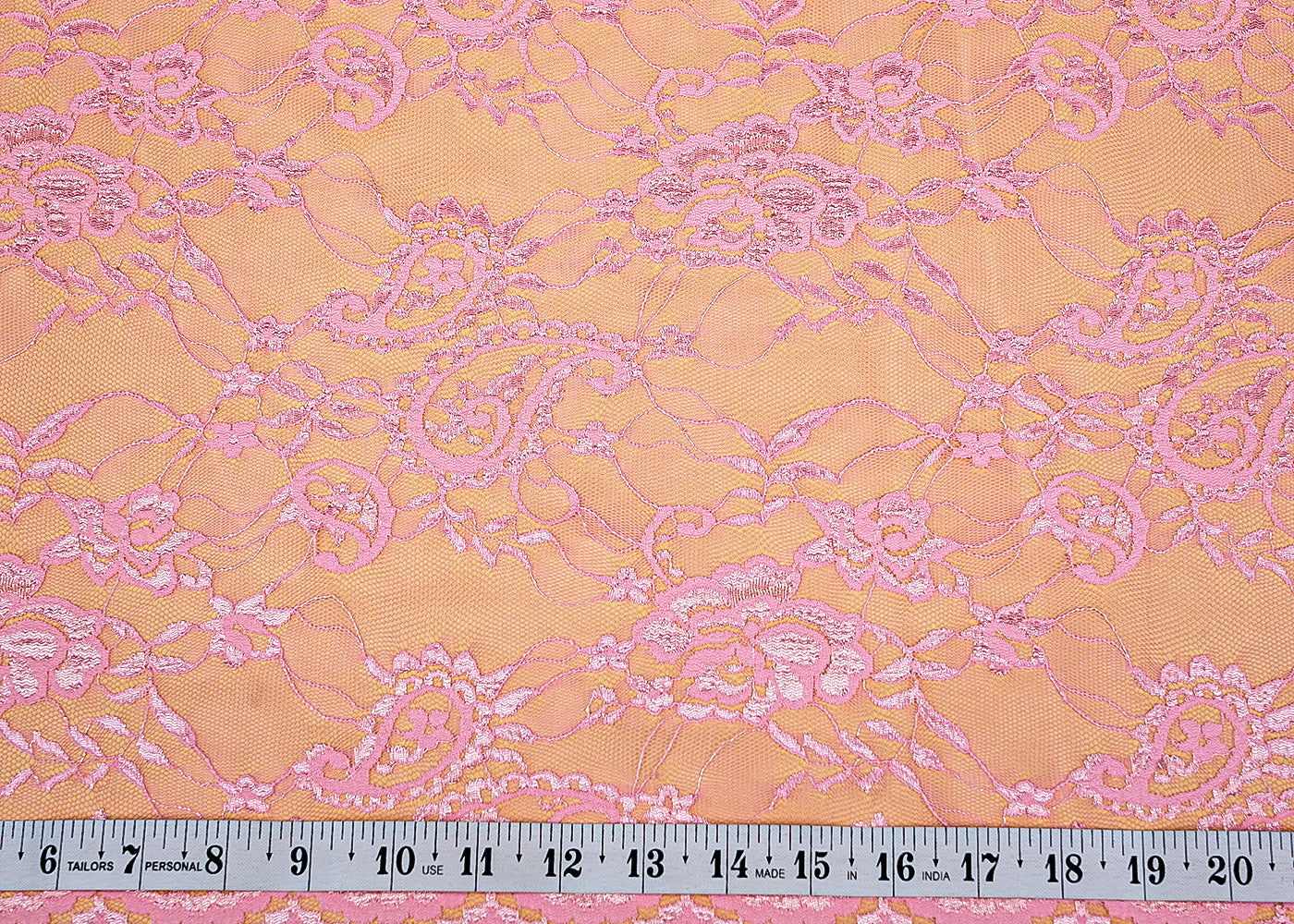 Pink Sandlin Lace Fabric with Allover Floral Pattern 13202
