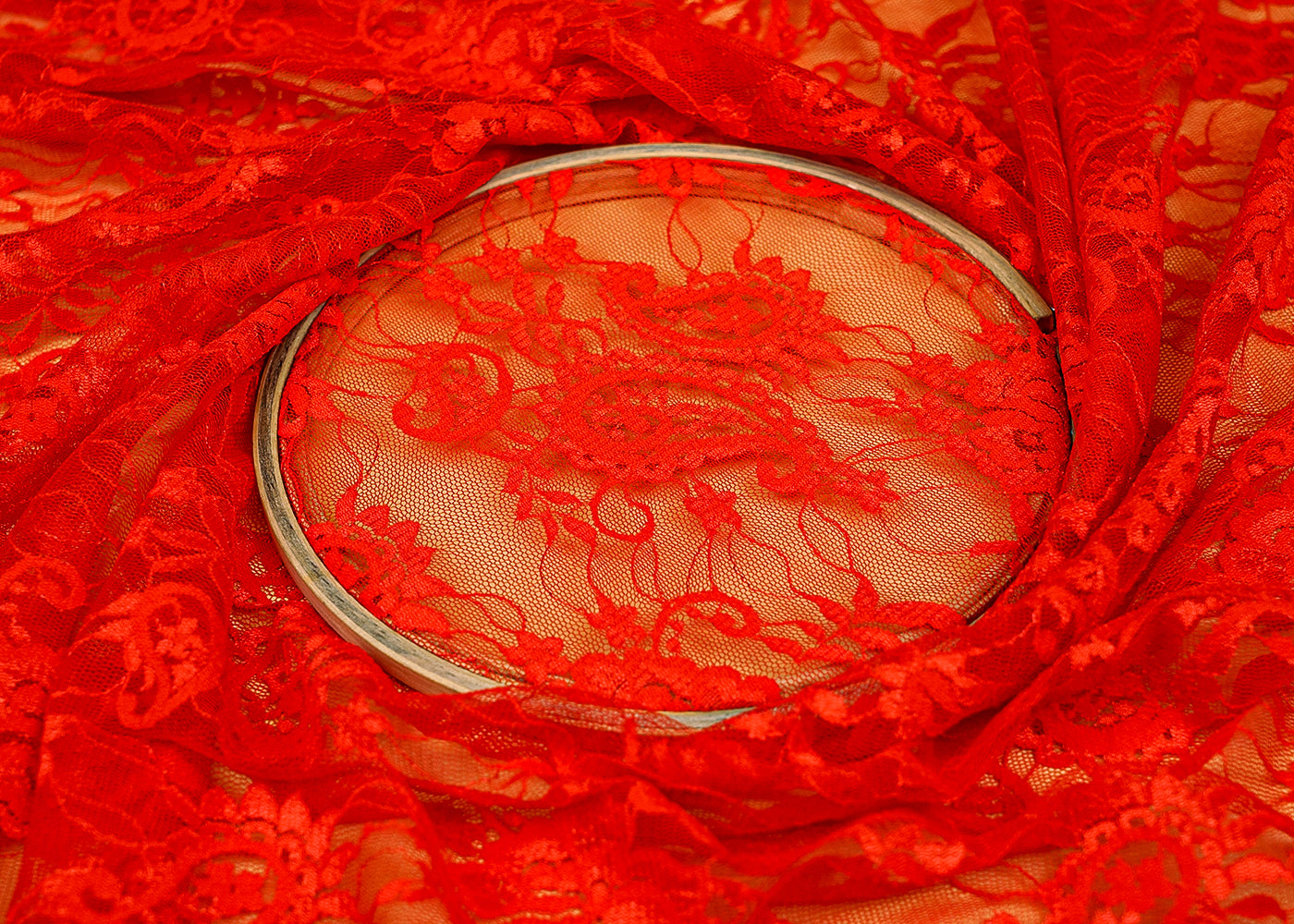 Sand Sandlin Lace Fabric with Allover Traditional Pattern 13204