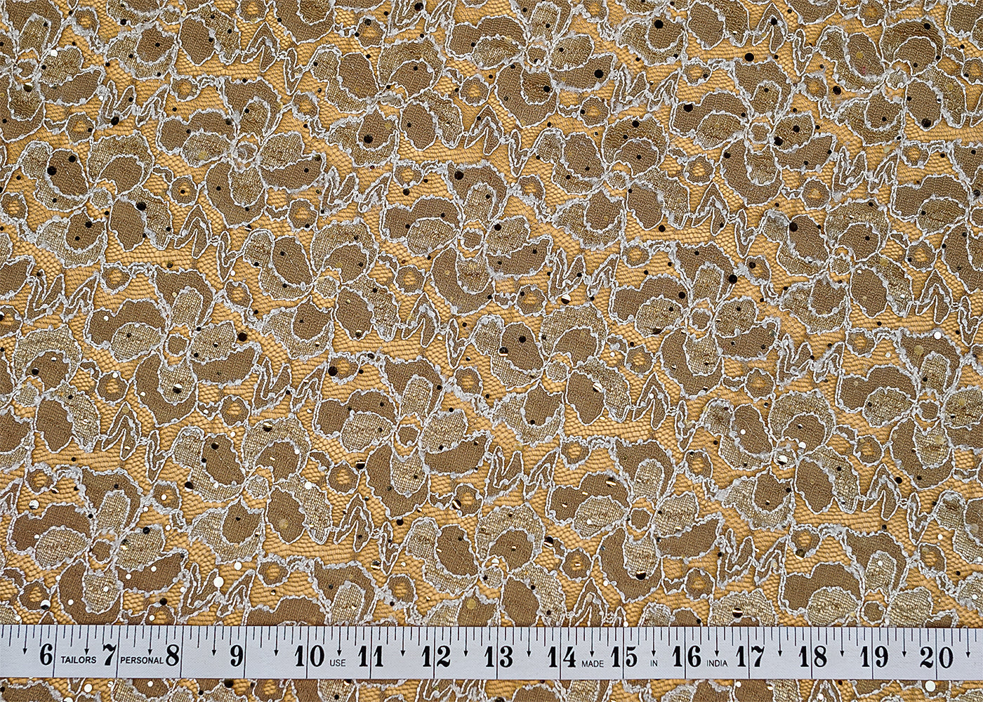 Grey Sandlin Lace Fabric with Allover Floral Pattern with White Thread and Sequins Work 13214