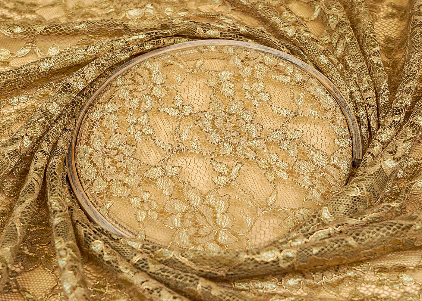 Sand Colour Sandlin Lace Fabric with Allover Floral Pattern 13221