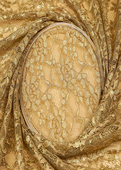 Sand Colour Sandlin Lace Fabric with Allover Floral Pattern 13221