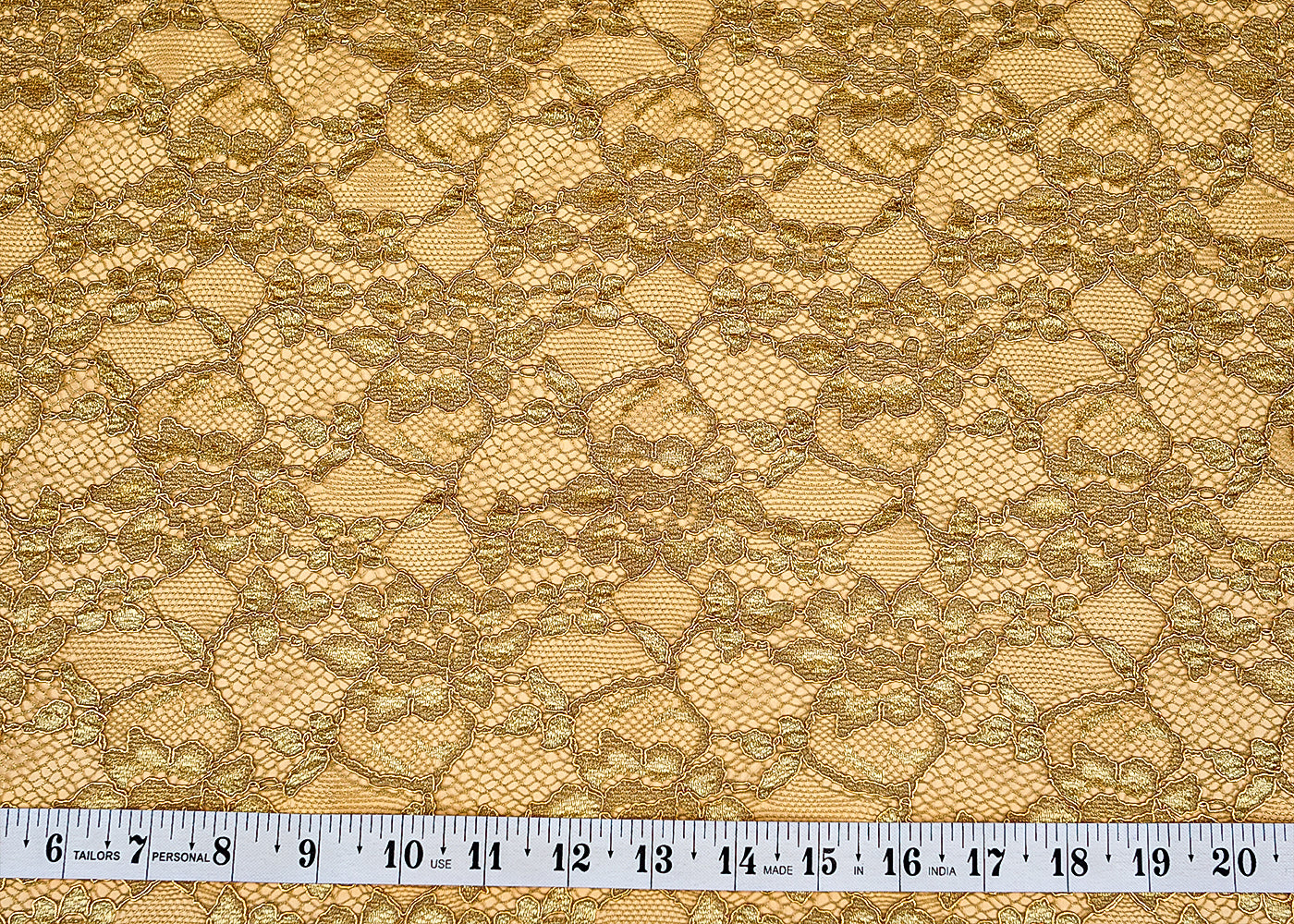 Sand Colour Sandlin Lace Fabric with Allover Floral Pattern 13221