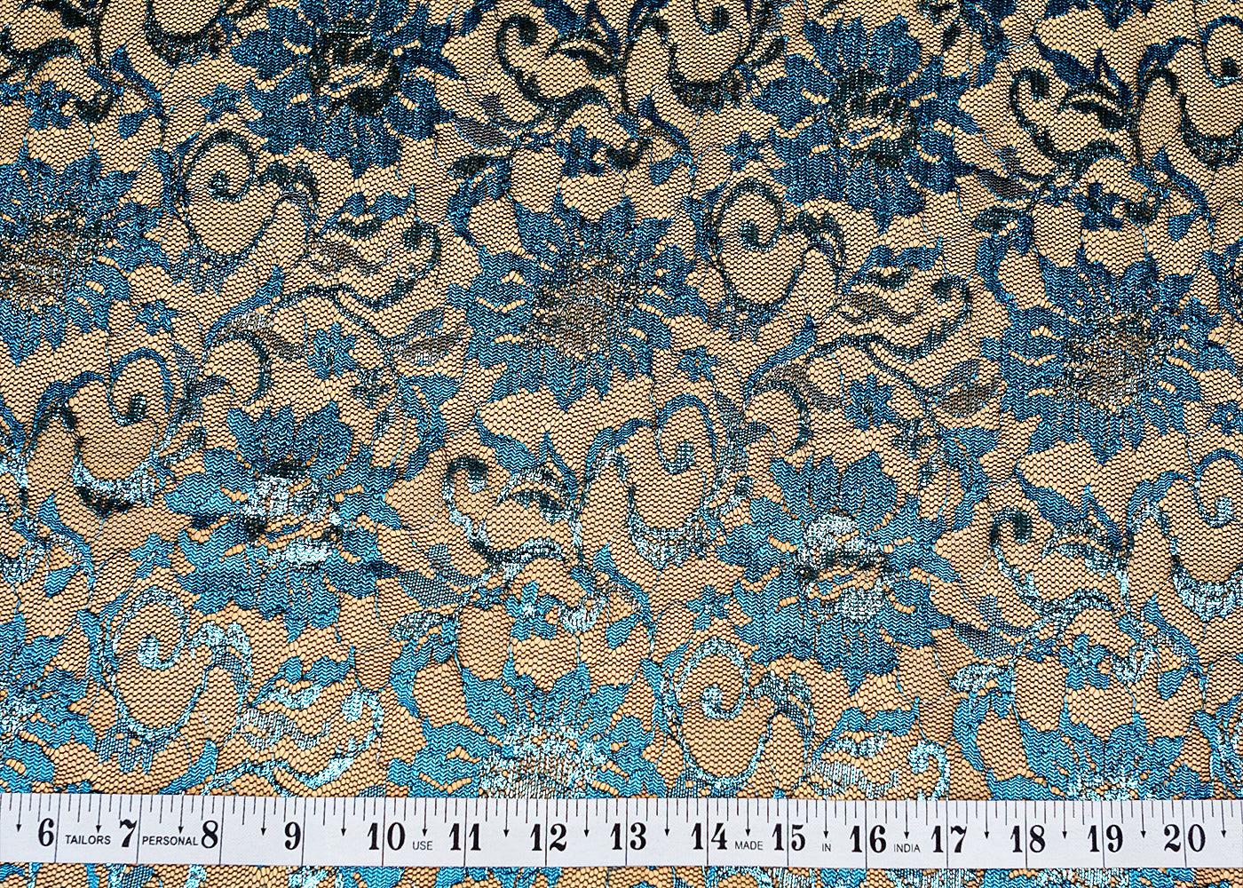 Navy Blue Sandlin Lace Fabric with Allover Floral Pattern 13229