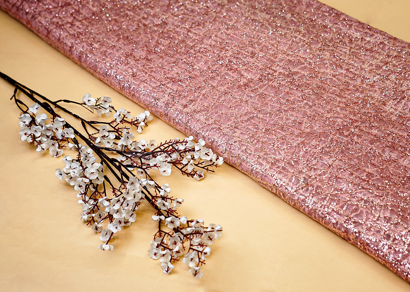 Onion  Net Fabric with Allover Glitter Work 13236