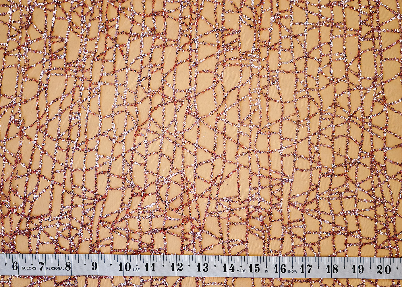 Onion  Net Fabric with Allover Glitter Work 13236