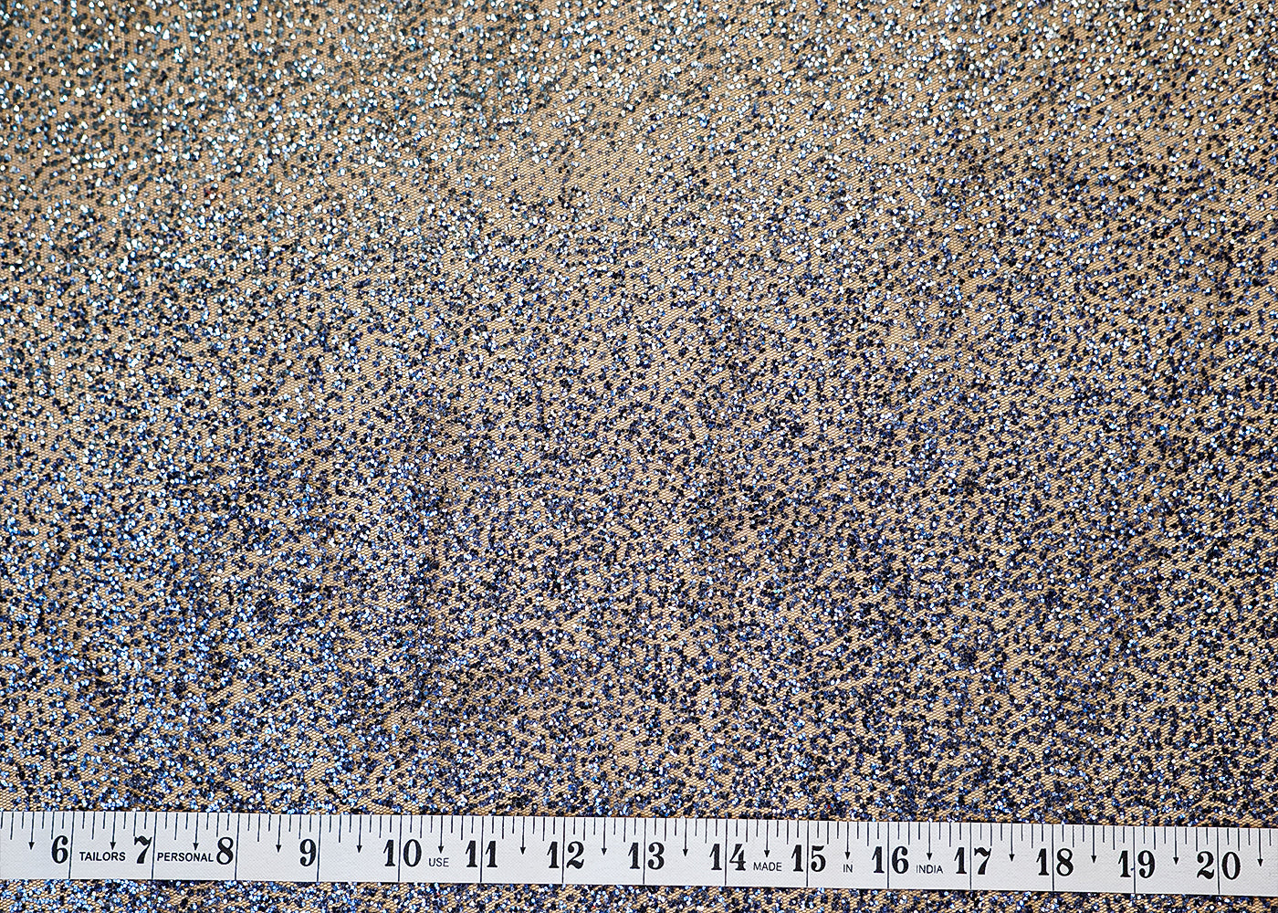 Dark Blue Net Fabric with Allover Ombre Glitter Work 13254