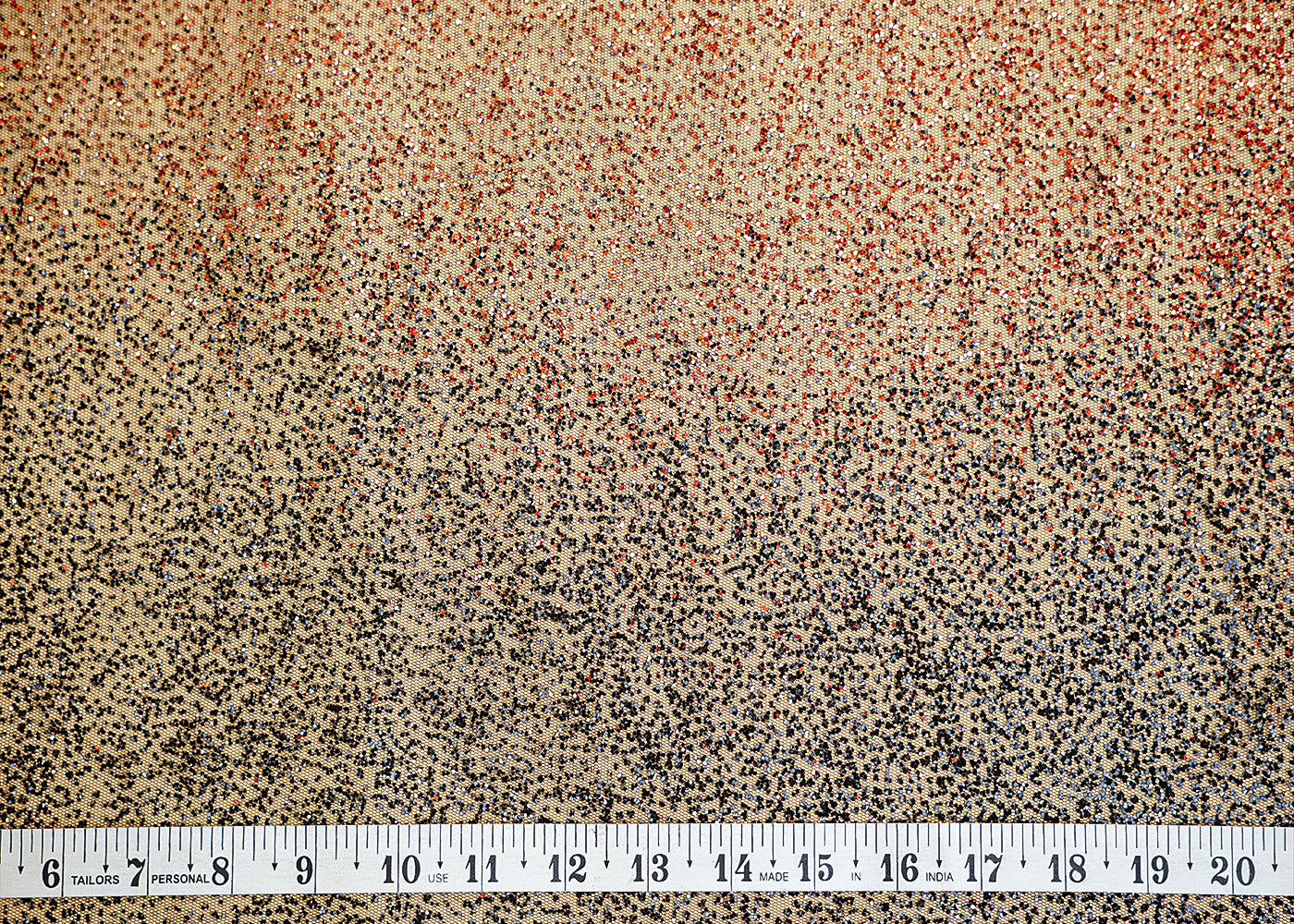 Red & Black Net Fabric with Allover Glitter Work 13255