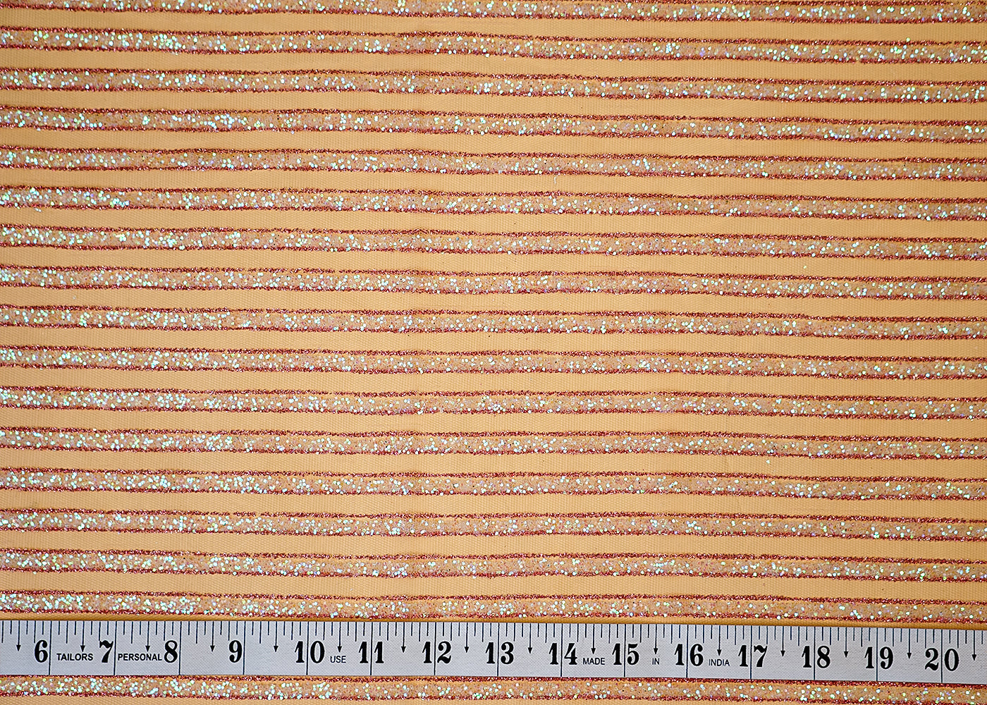 Light Pink Net Fabric with Allover Glitter Work 13260