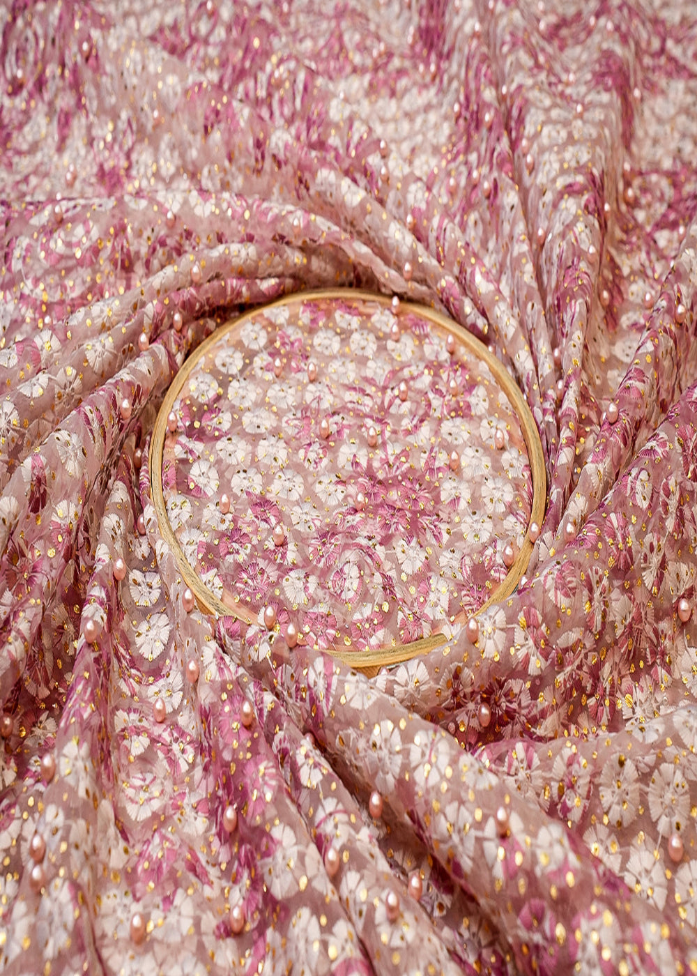 Onion--Organza-Fabric-with-Allover-Thread,-Foil,-and-Pearl-Work-13601-close-view