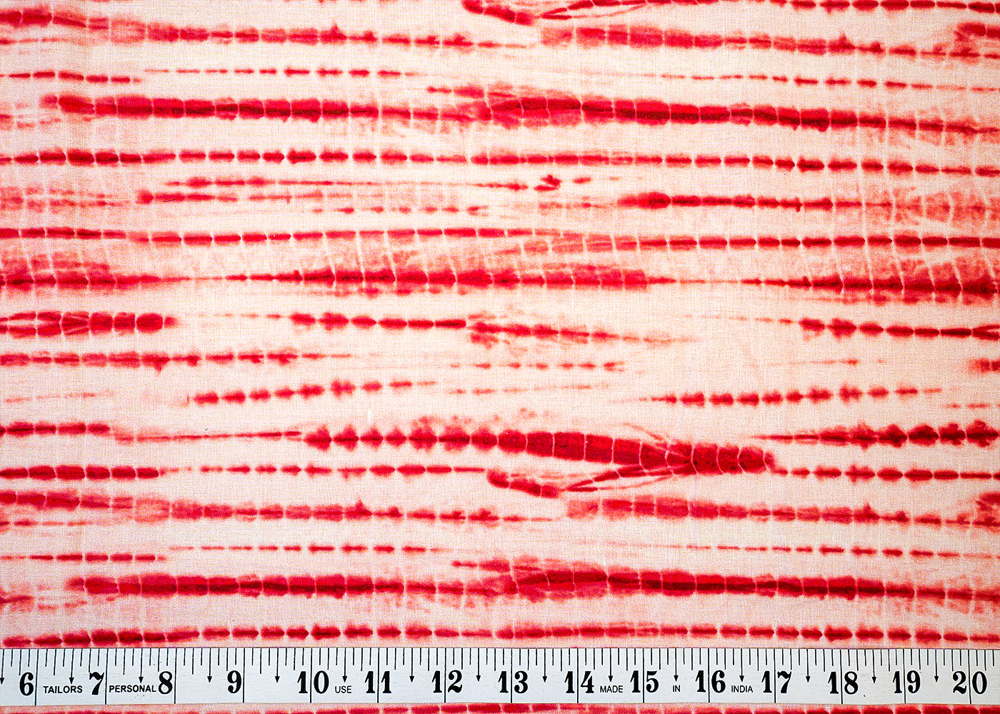 Red Printed Cotton Fabric with Tie and Dye Pattern 13751