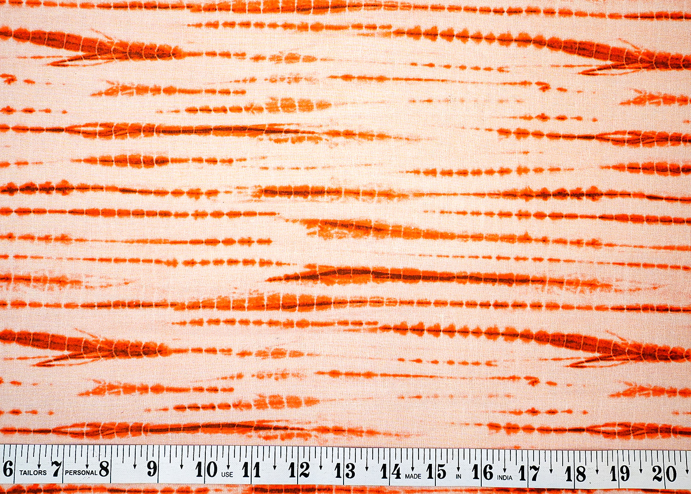 Orange Printed Cotton Fabric with Tie and Dye Pattern 13753