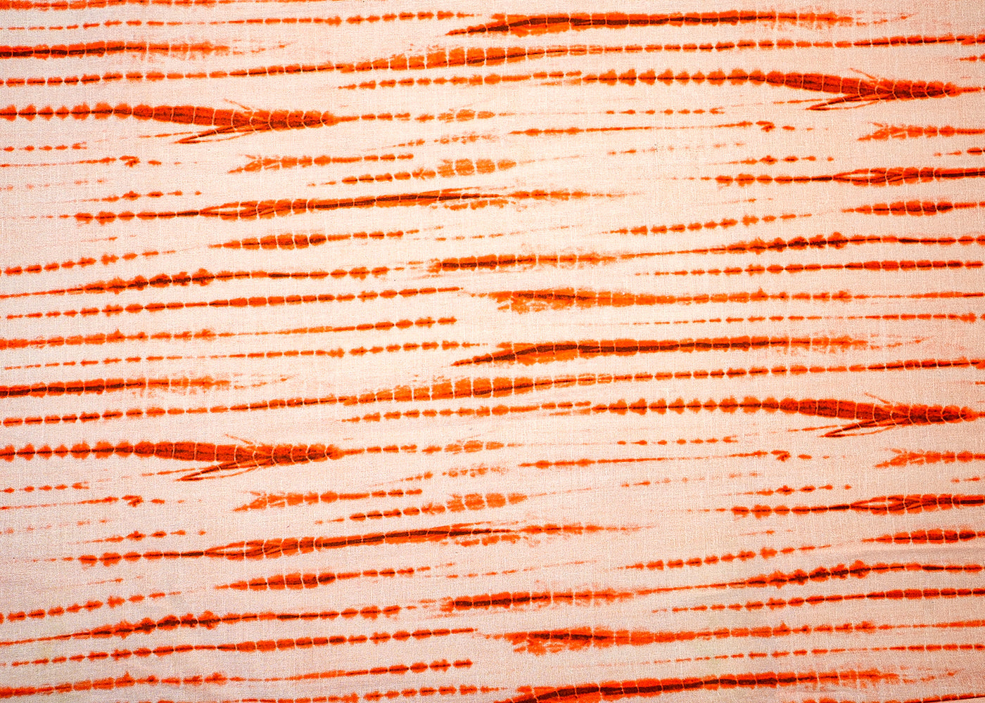 Orange Printed Cotton Fabric with Tie and Dye Pattern 13753