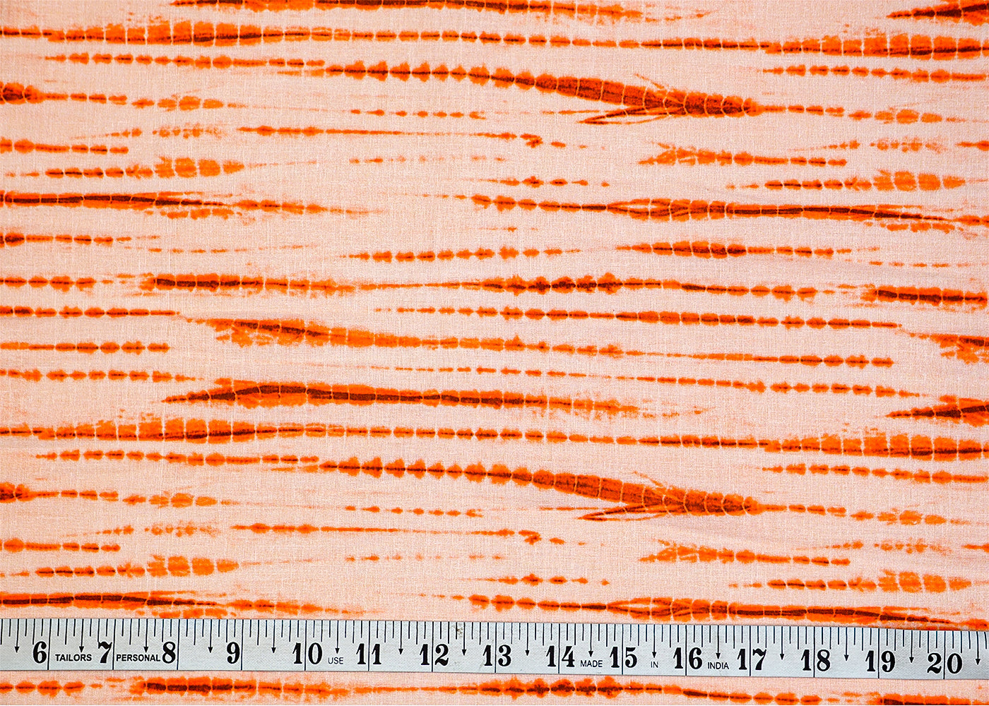 Dark Orange Printed Cotton Fabric with Tie and Dye Pattern 13755