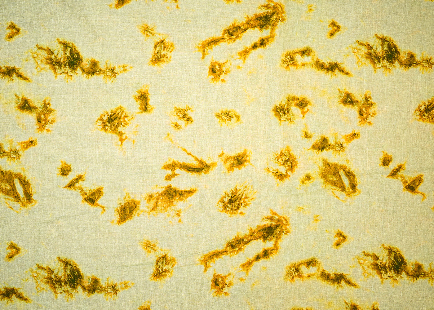 Yellow Printed Cotton Fabric with Tie and Dye Pattern 13757