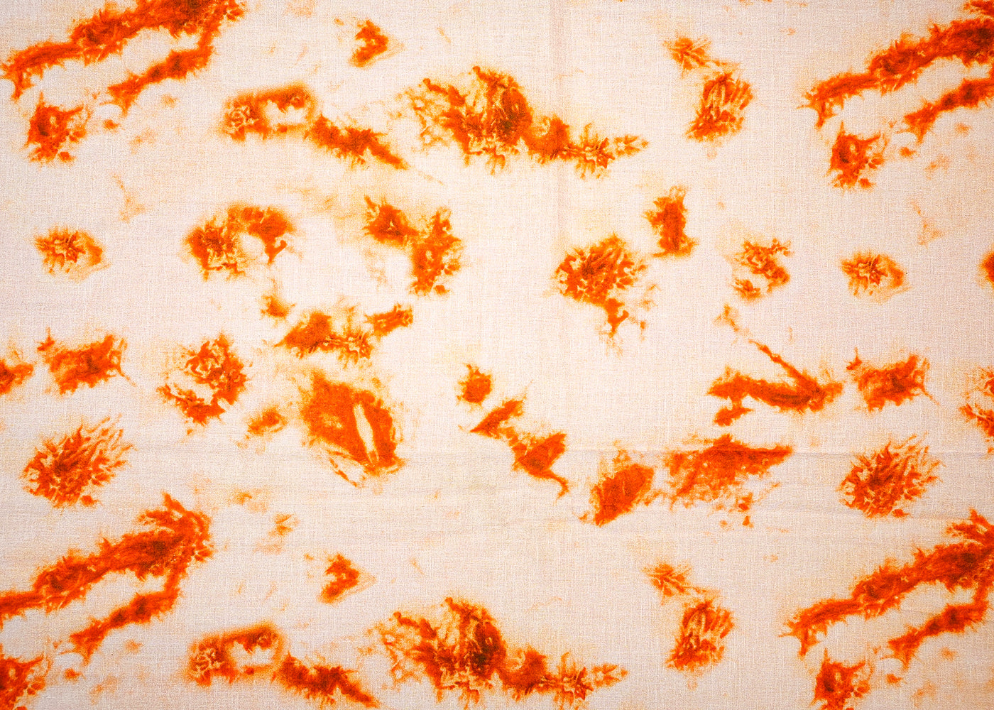Orange Printed Cotton Fabric with Tie and Dye Pattern 13759